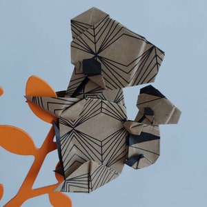 2 Koala origami (mamma e piccolo)/ fantasia krafty sabbia e nero/ decorazione /idea regalo