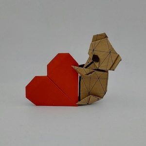 1 Koala con cuore/ fantasia kraft/ origami / decorazione /idea regalo
