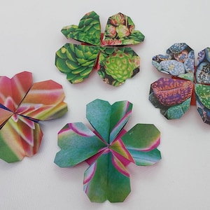 4 quadrifogli / fiori/ kirigami / fantasia piante grasse/ Idea regalo / Decorazione