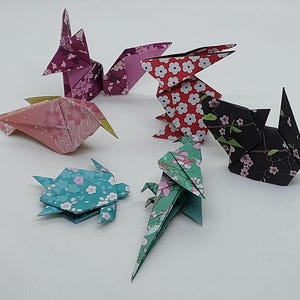 Set di 6 animali diversi / origami /fantasia Fiori di ciliegio/ decorazione/ idea regalo /chiudipacco