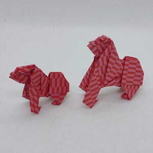 2 Scimpanzé / mamma e figlio/ fantasia hanayo / colore rosso/ origami / decorazione / idea regalo/ segnaposto