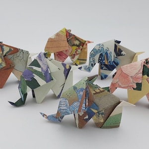 6 elefanti origami/ fantasia Stampe Hokusai/idea regalo/decorazione