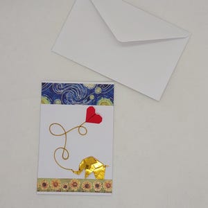 1 biglietto decorato / origami e washi tape Van Gogh / cartoncino con busta / biglietto di auguri / card