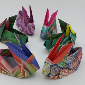 6 conigli box origami /fantasia piante grasse/ decorazione / idea regalo/ Pasqua