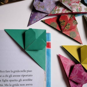 6 segnalibri con cuore/ disponibili diverse fantasie/origami/idea regalo