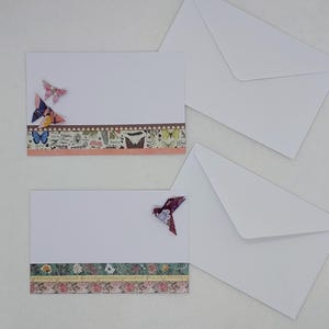 2 biglietti decorati / origami e washi tape Vintage style / con busta / biglietto di auguri / card