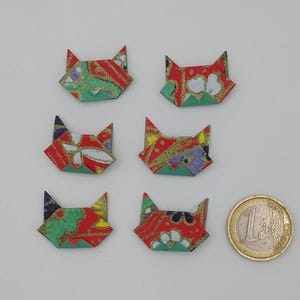 6 teste di gatto (3 cm)/ miniature/origami /fantasia con dettagli dorati/ creazioni artistiche /  decorazione / idea regalo