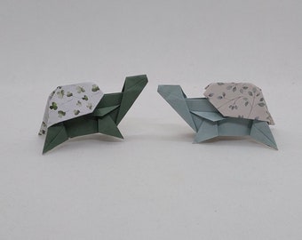 2 Origami schildpadden / fantasie met bladeren / cadeau idee / decoratie / tijdelijke aanduiding