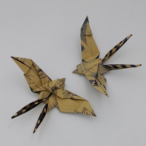 2 Rondini origami /fantasia vintage /decorazione / idea regalo
