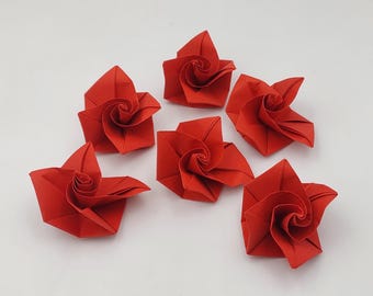 6 rozen / Origami / Cadeau-idee / Naamkaartje / Decoratie