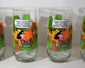 Vintage McDonalds Camp Snoopy Drinking Glasses: Peanuts Gang Set