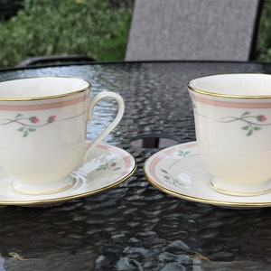 Lenox Rose Manor Tea Cups and Saucers- (Pair) -Metropolitan Collection-Classic Diningware- Vintage