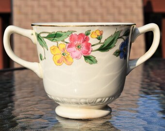 Homer Laughlin Sugar ( no lid) USA- G49N6- Double Handled Floral Kitchenware