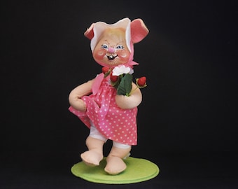 Vintage Annalee Bunny Doll- Easter Rabbit Figurine, Felt Collectible, Spring Holiday Decor