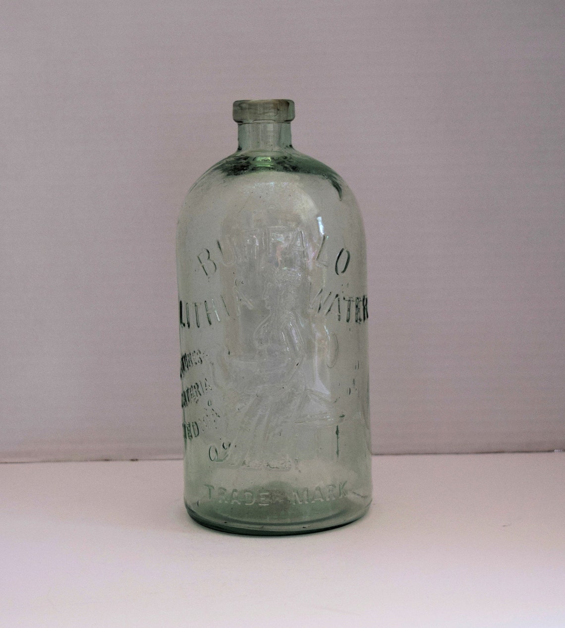 Buffalo Water Lithia Springs Aqua Glass Bottle Authentic Etsy