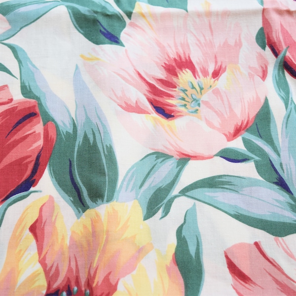 BTY---Tulip Floral Fabric/ Laurette Design for Bloomcraft Easter Spring Original Screenprint P9395 100% Cotton