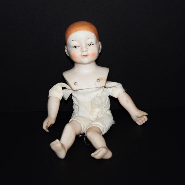 Blank Porcelain Doll frame with Tied on Head and Feet/ Dollmaker's Doll