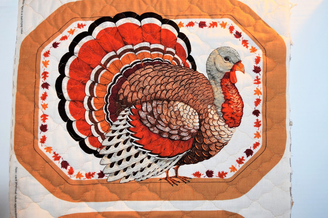 6 Turkey Placemats Cut and Sew/ Quilted Fabric/ Thanksgiving Etsy