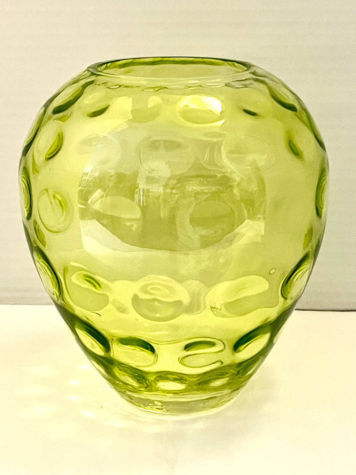 Yellow Thumbprint Vase/ Uranium Glass vintage Etsy