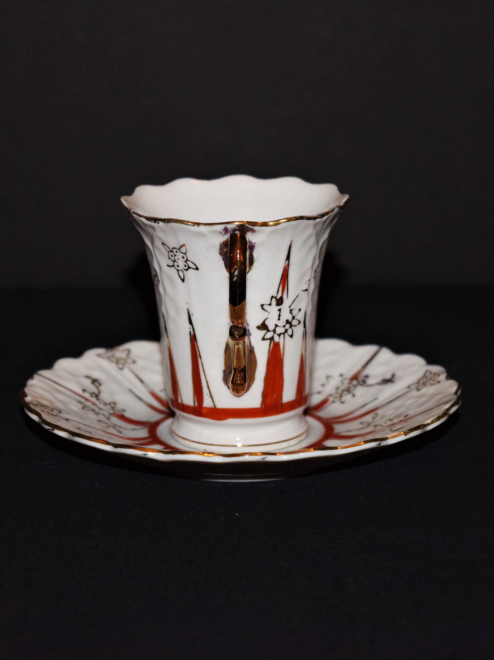 Rust Tea Cups Genuine Porcelain Tea Cup- Rust and Gold- Japan - Etsy