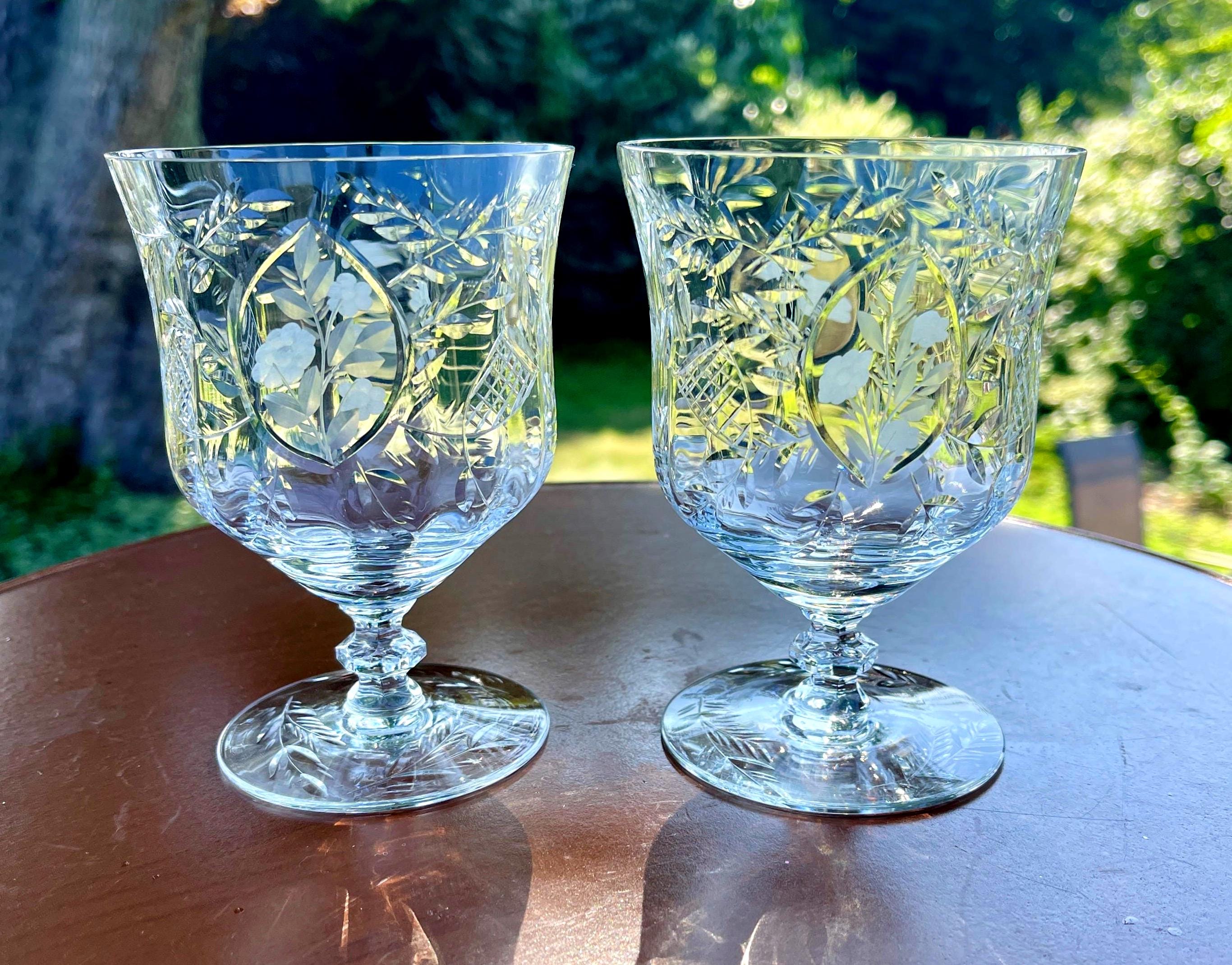 Leaf Etched Crystal Goblet - Etsy
