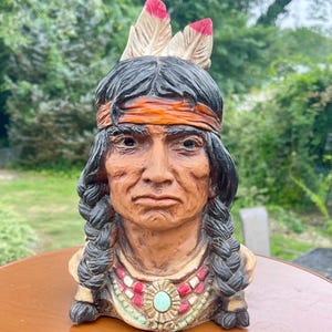Chalkware Indian Figurine- Universal Statuary Corp. Chicago 1966- South West Decor
