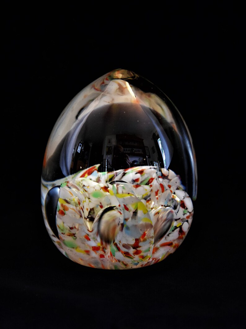 Glass Paperweight Egg Shape Art Glass Multicolored Etsy