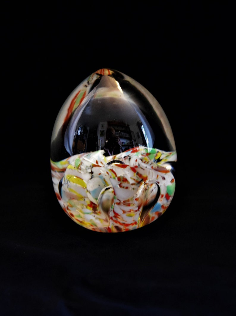 Glass Paperweight Egg Shape Art Glass Multicolored Etsy