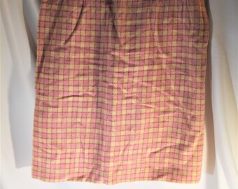 Majestic Pink & Ivory Checkered Wool Skirt- Vintage Clothing