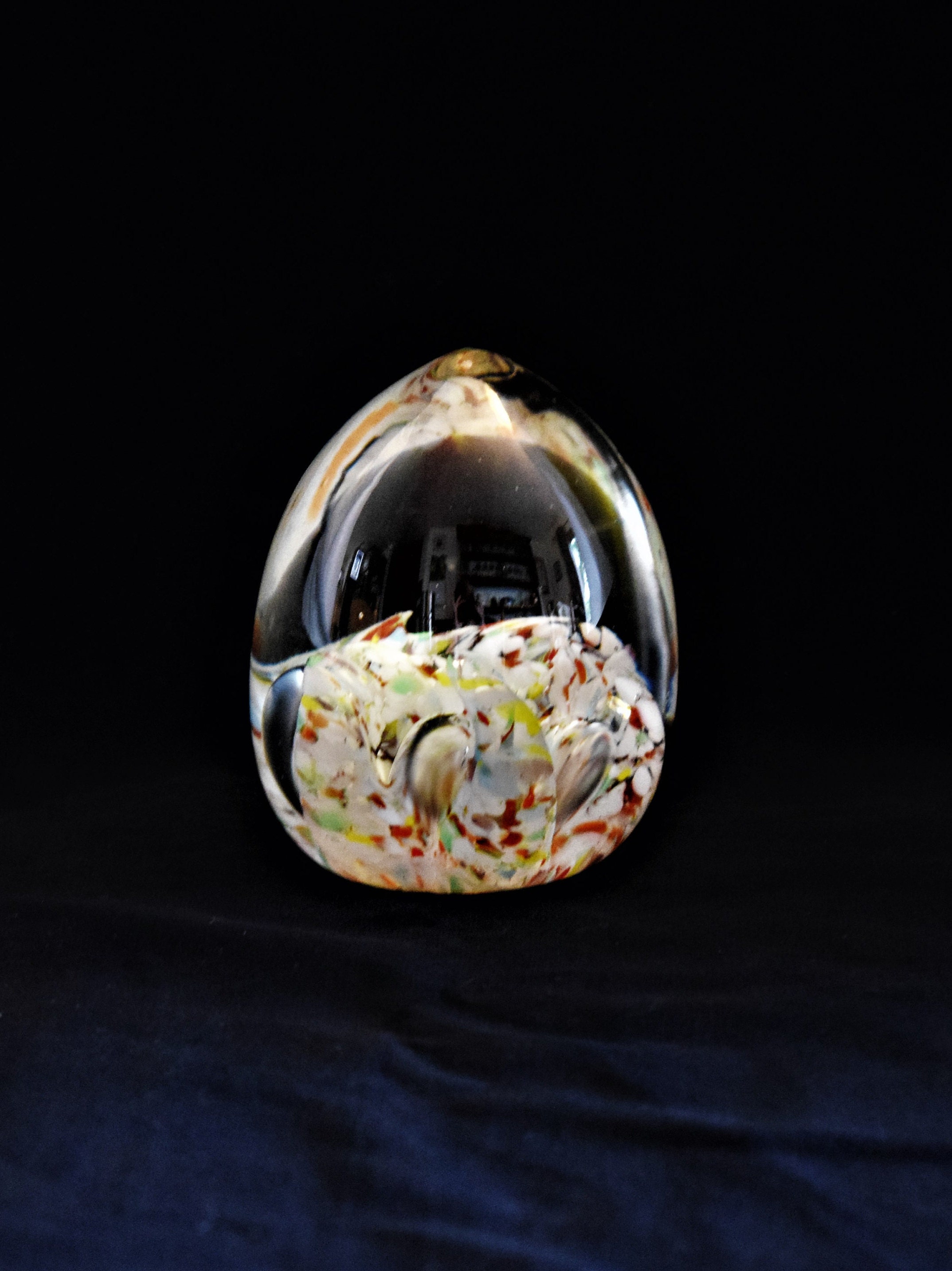 Glass Paperweight Egg Shape Art Glass Multicolored Etsy