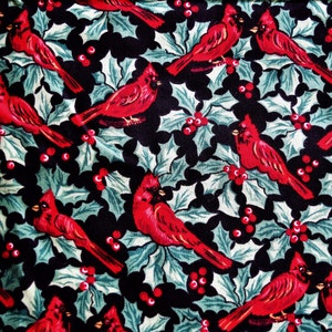 3+ Cardinal and Holly Christmas Fabric 1993 by Fabric Traditions- N.T.T. Inc. #1999/ Holiday Bird Material