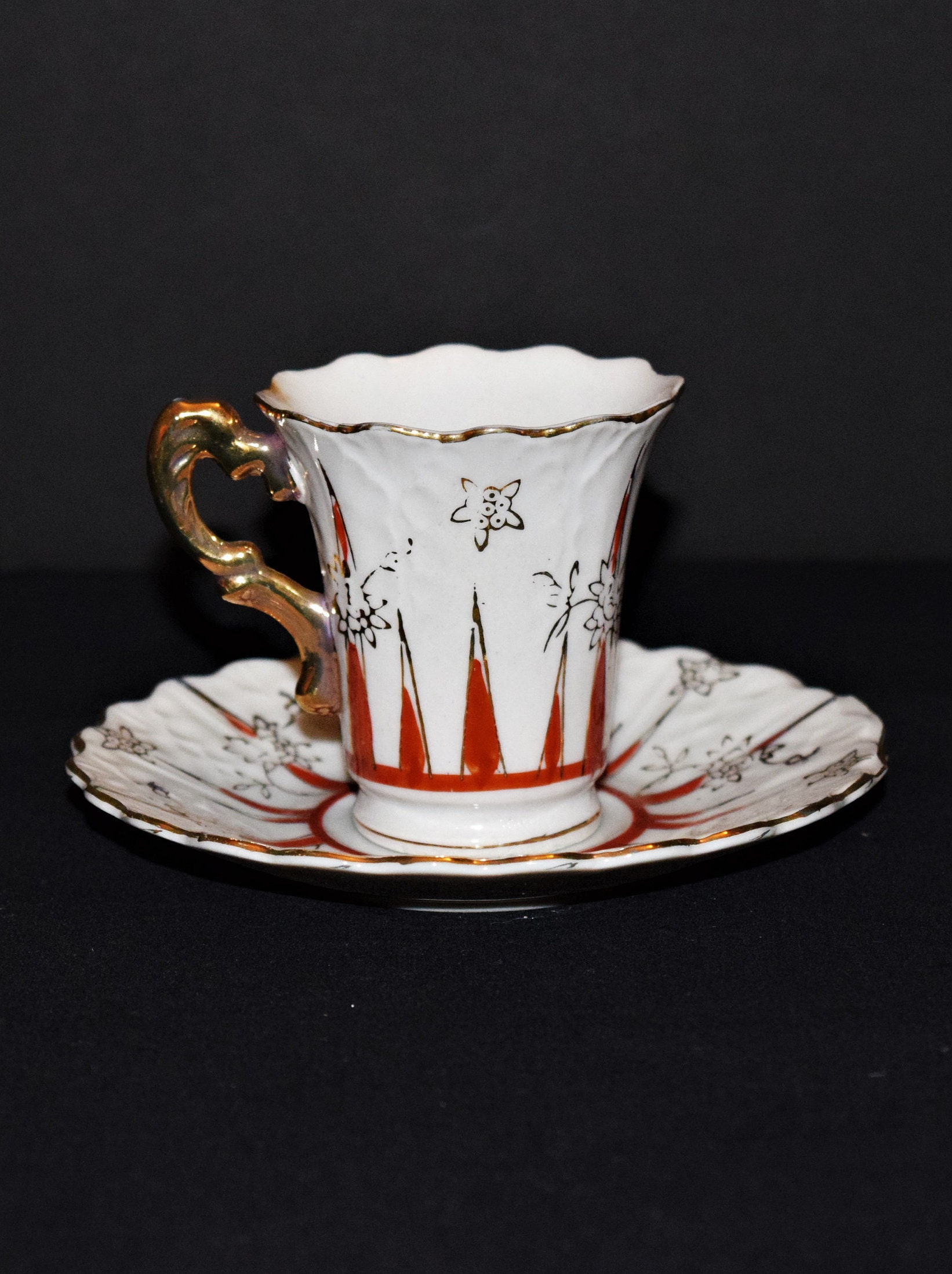 Rust Tea Cups Genuine Porcelain Tea Cup- Rust and Gold- Japan - Etsy