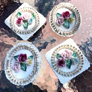 Victorian Porcelain Rose Wall Plaques- Capodimonte Style Flowers