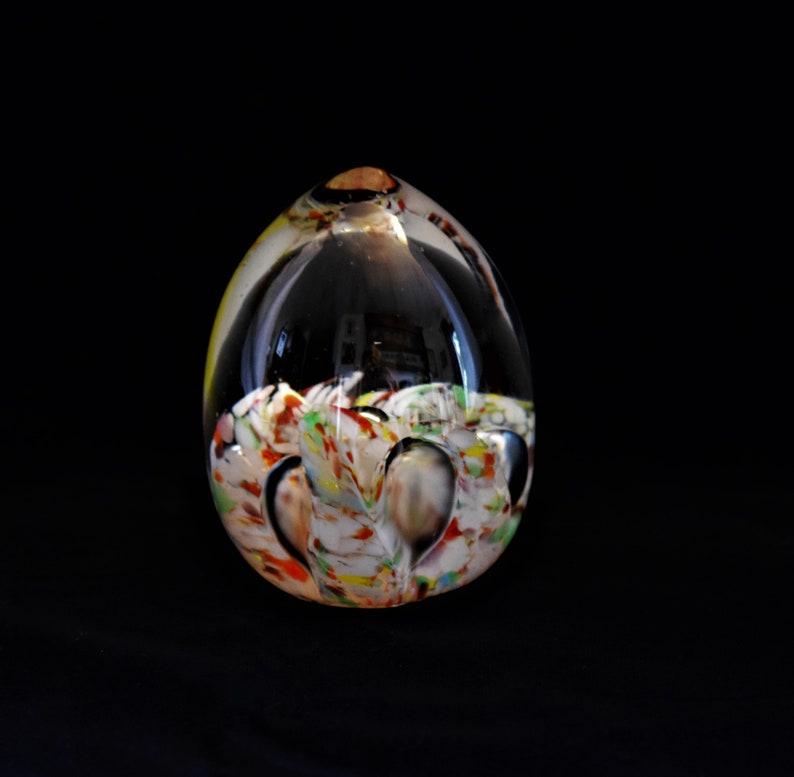 Glass Paperweight Egg Shape Art Glass Multicolored Etsy
