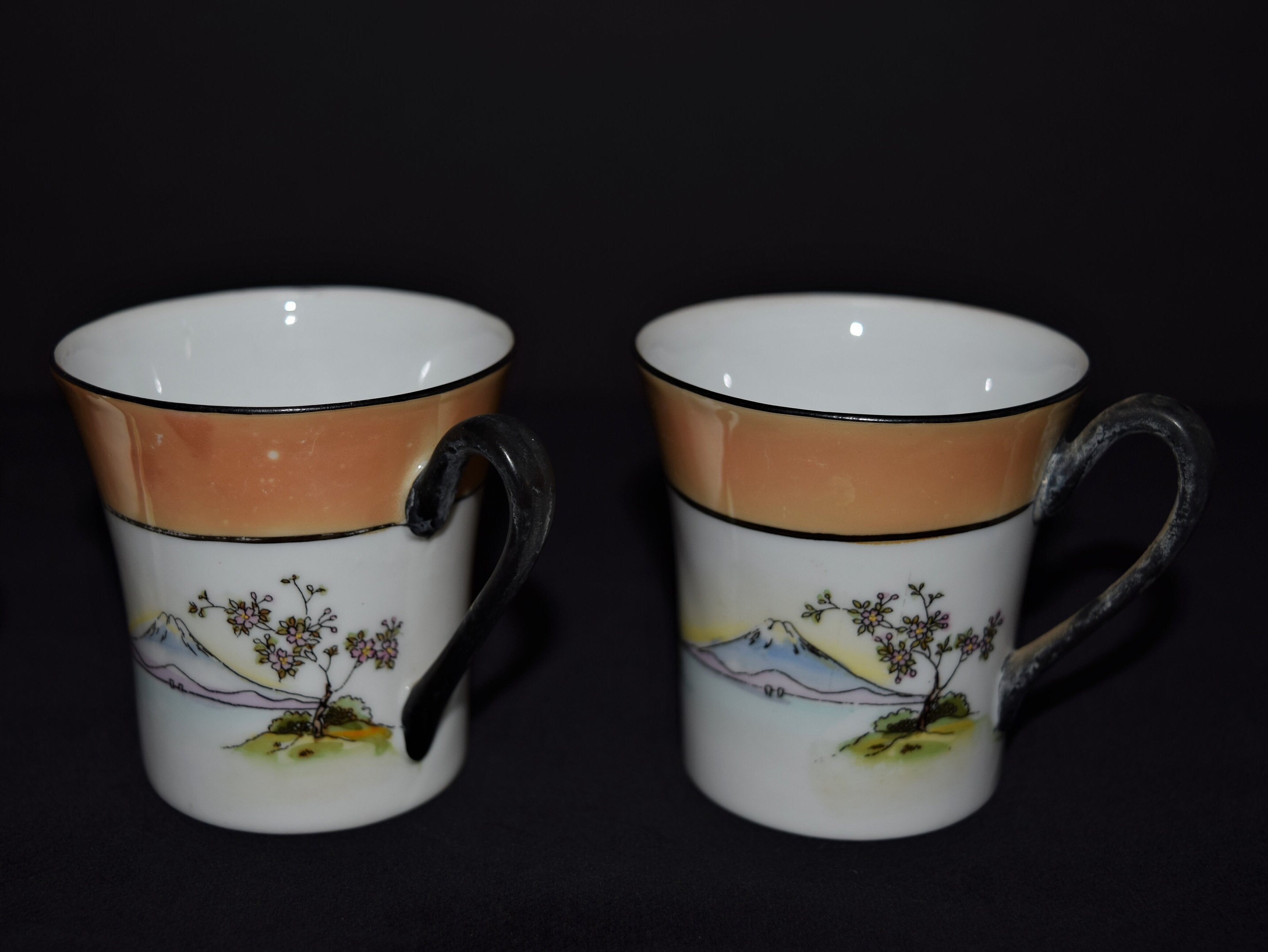 Noritake Scenic Chocolateteacoffee Pot With 4 Cups/saucers Etsy
