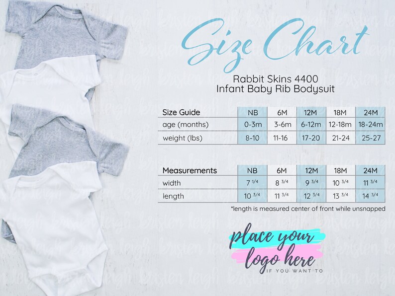RS4400 Size and Fit Chart Fit Guide and Measurements Rabbit Skins 4400 Baby Rib Bodysuit Size Chart Light Blue Bodysuit Size Chart