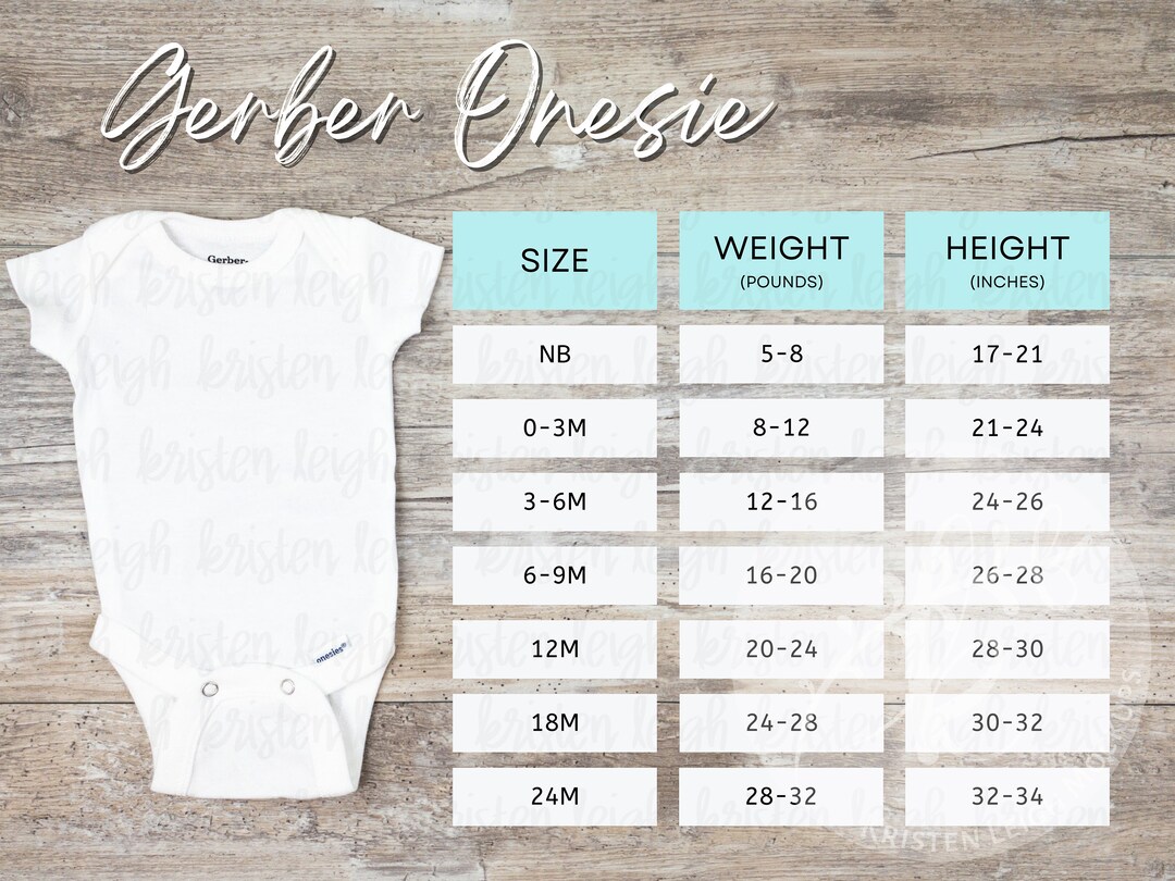 Gerber Onesie Size Chart Mockup (instant Download) Etsy