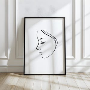 Minimalistische Frau Gesicht Linie Art Print, moderne feminine Wand-Dekor (Digitaler Download)