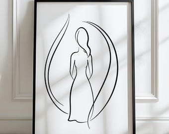 Minimalist Woman Line Art Print | Modern Feminine Silhouette (Digital Download)
