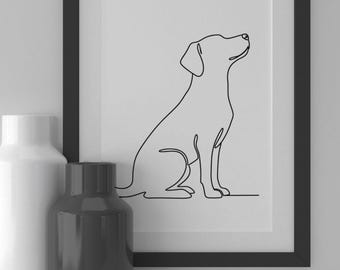Impresión artística minimalista de perro, decoración moderna para mascotas (descarga digital)