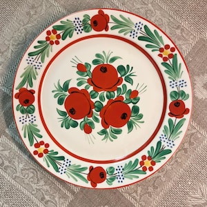 Vintage Hungarian Hand Painted Traditional Folk Floral Wall Plate 60s-70s