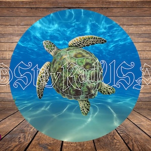 Sea Turtle, Round Coaster, Sublimation PNG. Digital Print file.