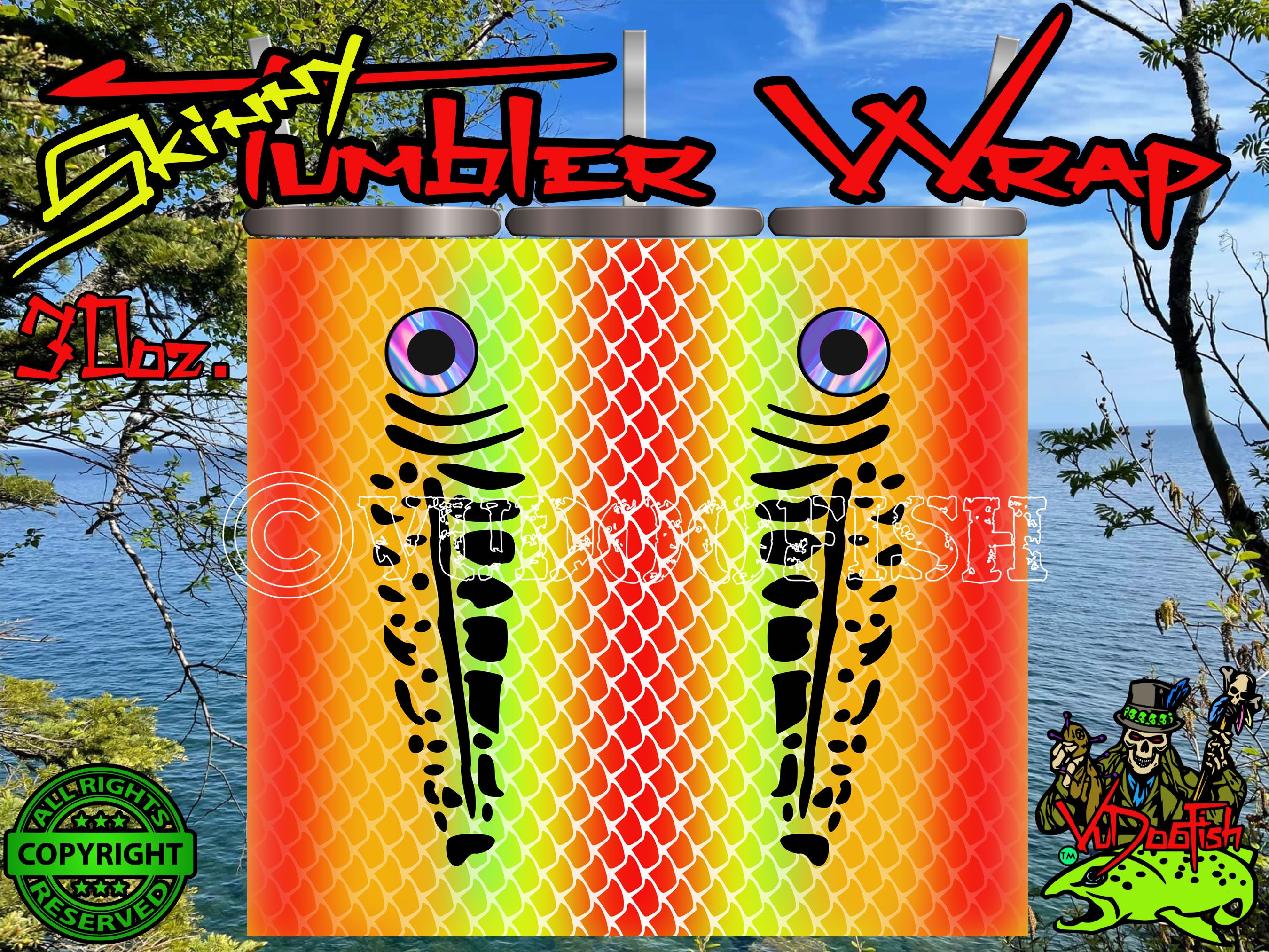 Tumbler Wrap Fish Lure Digital Print file