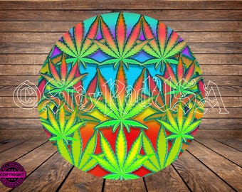 Marihuana, ronde onderzetter, sublimatie, png. Digitaal afdrukbestand.