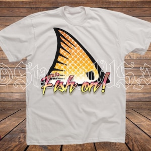 Fish on, Redfish Tail, Sublimation PNG. Digital  Print file.