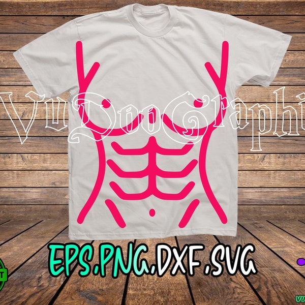 Female 6 Pack Abs Chest. SVG Digital Cut or Print files.