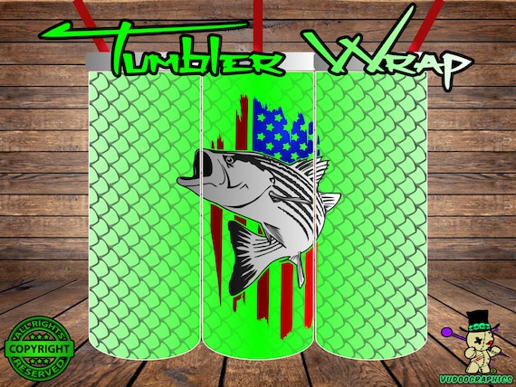 American Striped Bass, Fish Scales, Tumbler Wrap, Digital Print