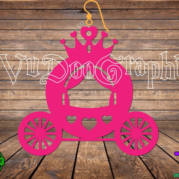 Princess Carriage, Earing Design, SVG Digital Cut or Print files.