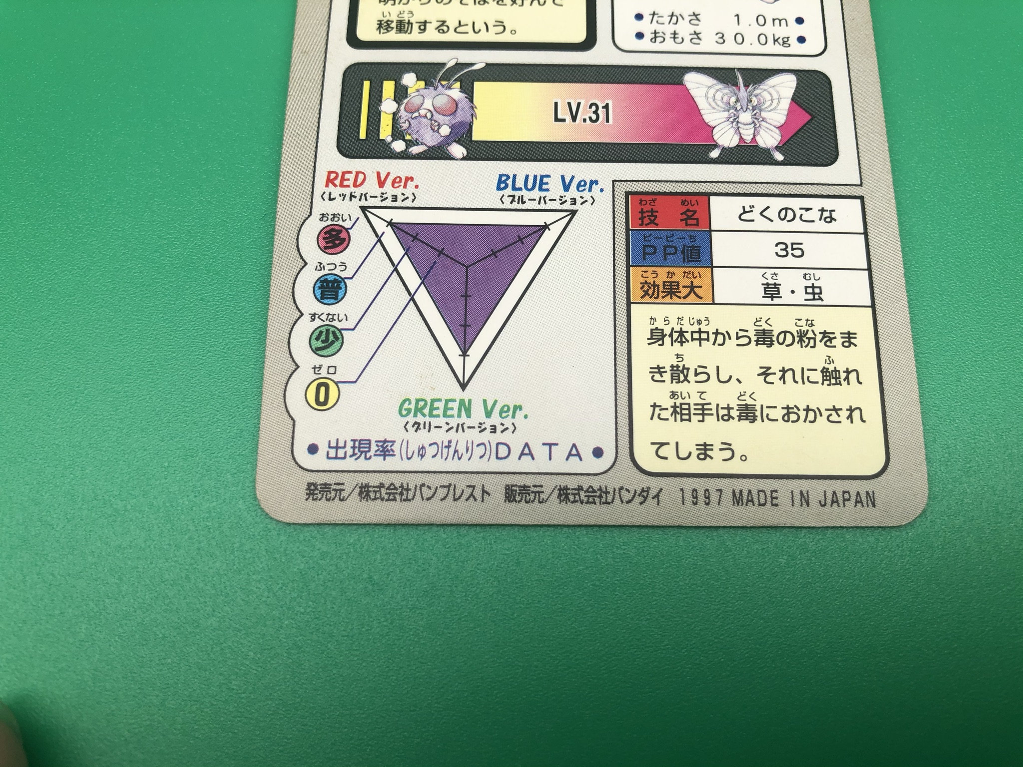 Venonat Pokemon Card Carddass Japanese Rare Vintage Bandai Etsy