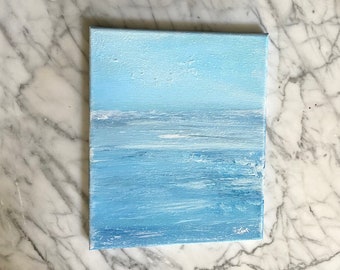 Light Blue Abstract Painting, Small Abstract Painting, Abstract Painting on Canvas, Ocean Abstract Painting, Abstract Painting on Canvas,